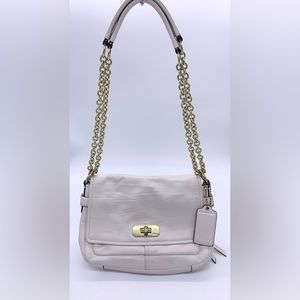 Y2K Leather Coach Bag White Gold